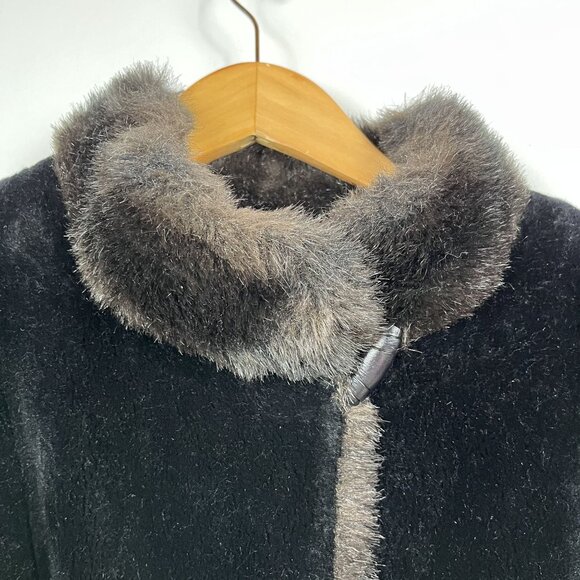 VTG Borgazia Black & Brown Faux Fur Womens Coat Sz XL - Picture 5 of 6